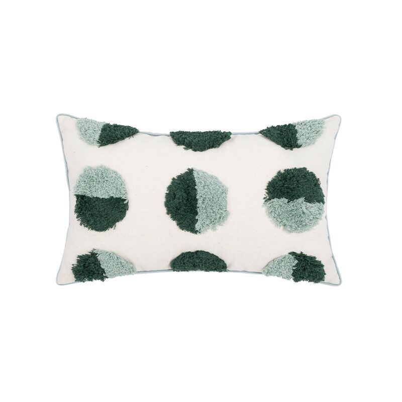 HKM-315667 Nordic Style Geometric Tufted Pillow Cushion in Emerald Green Cotton Blend, Available in Various Sizes