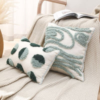 HKM-315667 Nordic Style Geometric Tufted Pillow Cushion in Emerald Green Cotton Blend, Available in Various Sizes