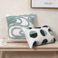 HKM-315667 Nordic Style Geometric Tufted Pillow Cushion in Emerald Green Cotton Blend, Available in Various Sizes