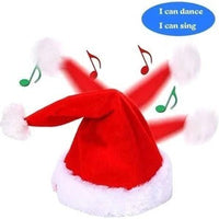 HKM-315731 Musical Red Santa Hat for Christmas Parties - Adjustable Size and Soft Plush Material