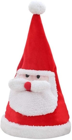HKM-315731 Musical Red Santa Hat for Christmas Parties - Adjustable Size and Soft Plush Material