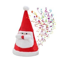 HKM-315731 Musical Red Santa Hat for Christmas Parties - Adjustable Size and Soft Plush Material