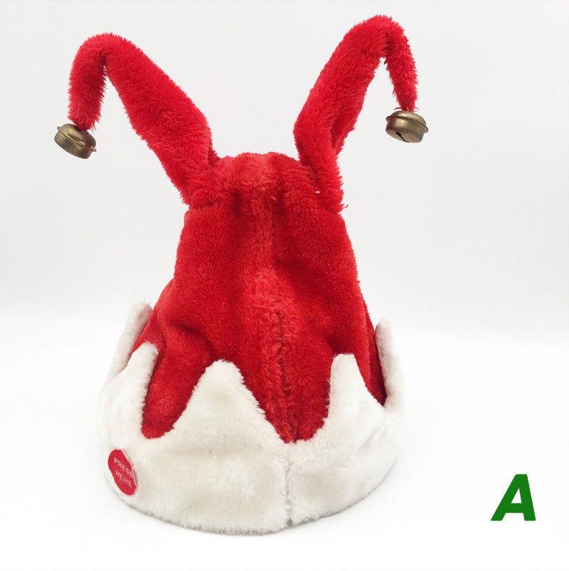 HKM-315731 Musical Red Santa Hat for Christmas Parties - Adjustable Size and Soft Plush Material