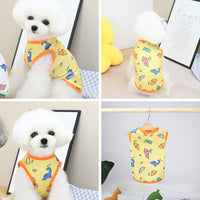 HKM-315859 Casual Spring and Summer Pet Clothing for Dogs and Cats, Available in Yellow, Blue, and White, Sizes S to XXL