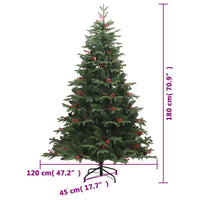HKM-315923 Foldable 180 cm Artificial Christmas Tree with Lifelike Cones & Berries