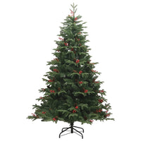 HKM-315923 Foldable 180 cm Artificial Christmas Tree with Lifelike Cones & Berries