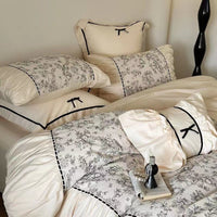 HKM-315923 French Vintage Style Warmth Four-Piece Lace Bedding Set for Autumn and Winter