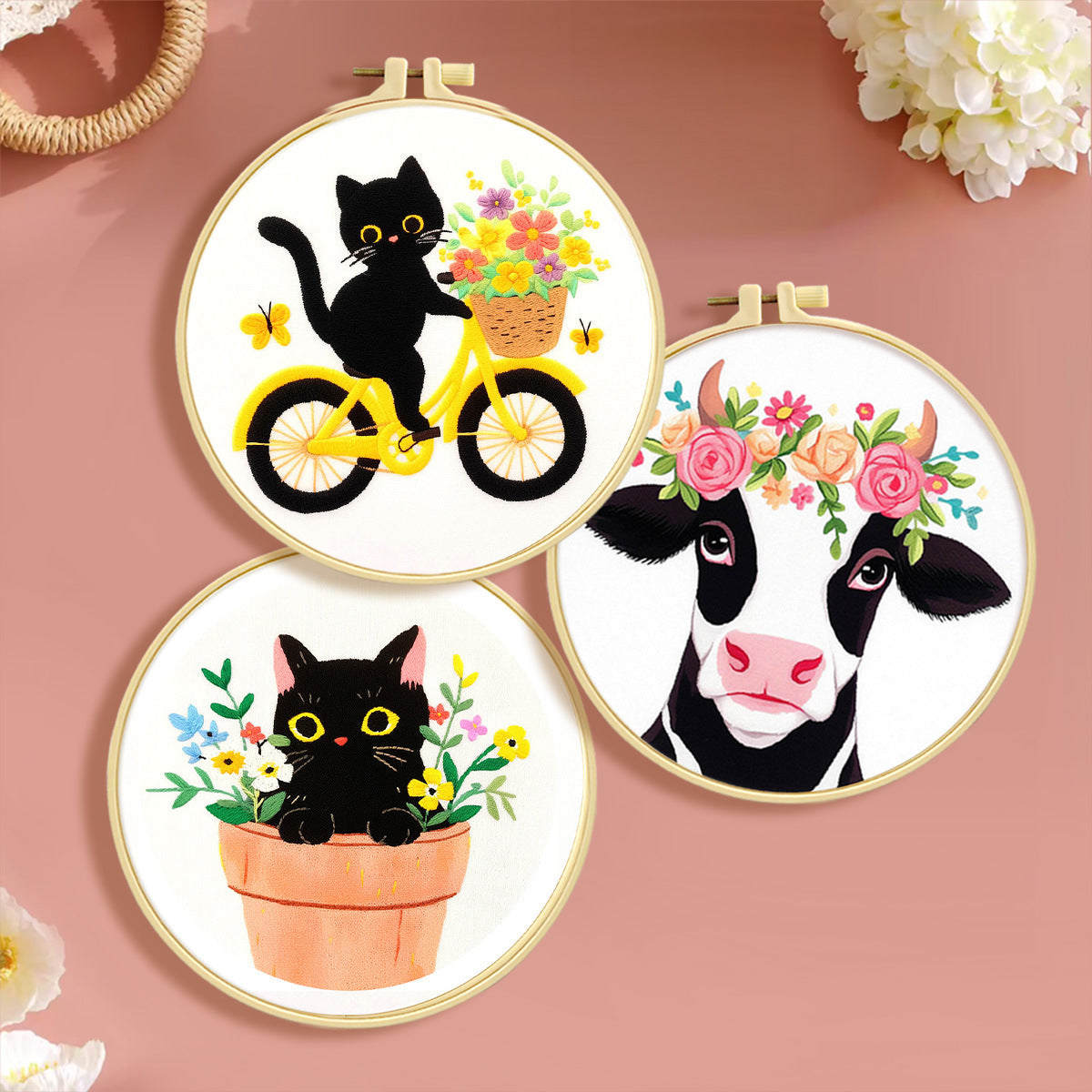 KTX-316115 Mushroom Embroidery DIY Kit with Various Cartoon Designs and Complete Accessories