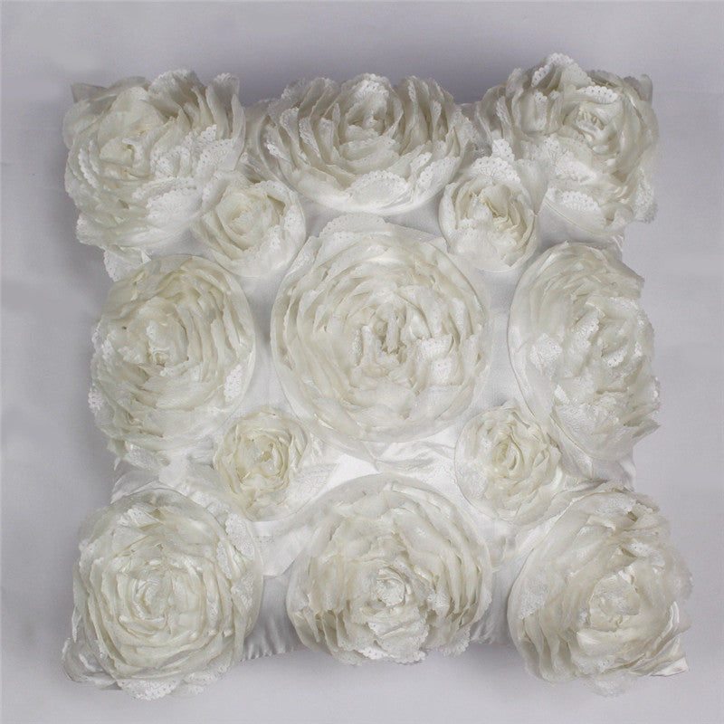 HKM-316115 Rose Embroidery Pillowcase in Pink, Ivory, Mint Green, and Rose - Soft Polyester Fabric