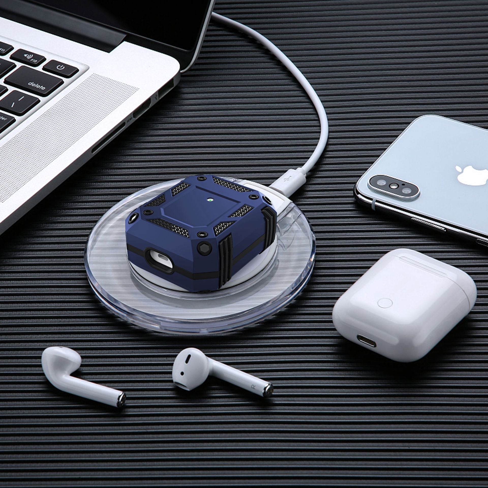 HKM-316179 Anti-Fall Charging Case for AirPods 1/2 & Pro - TPU & PC Back Cover in Multiple Colors