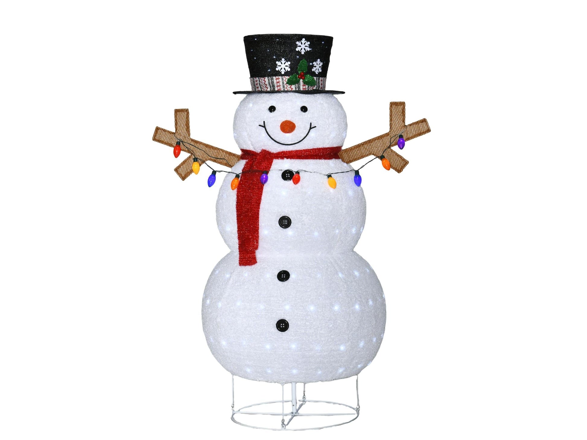 HKM-316243 Plush Snowman Lantern with Warm LED Lights for Indoor and Outdoor Holiday Decor