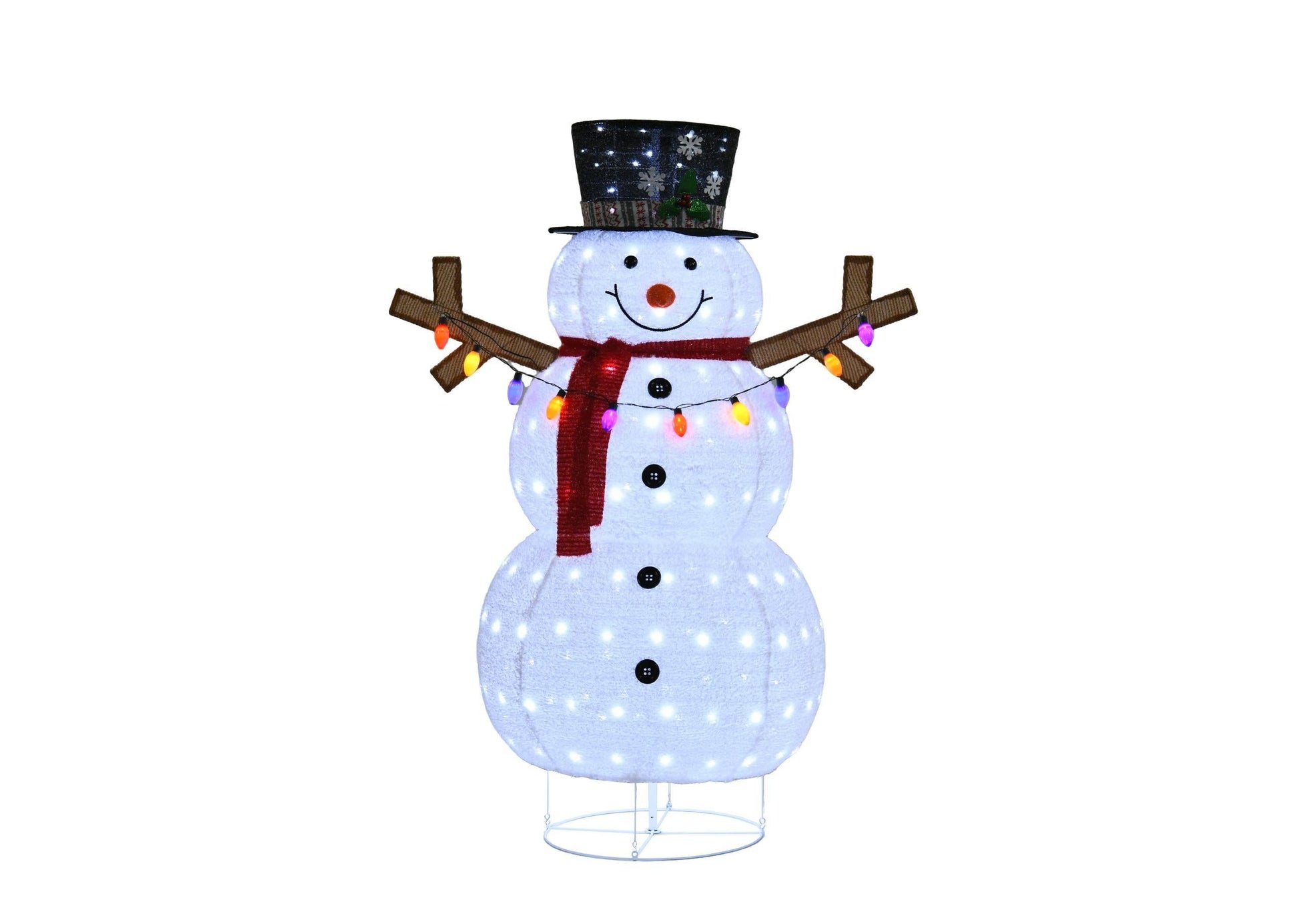 HKM-316243 Plush Snowman Lantern with Warm LED Lights for Indoor and Outdoor Holiday Decor