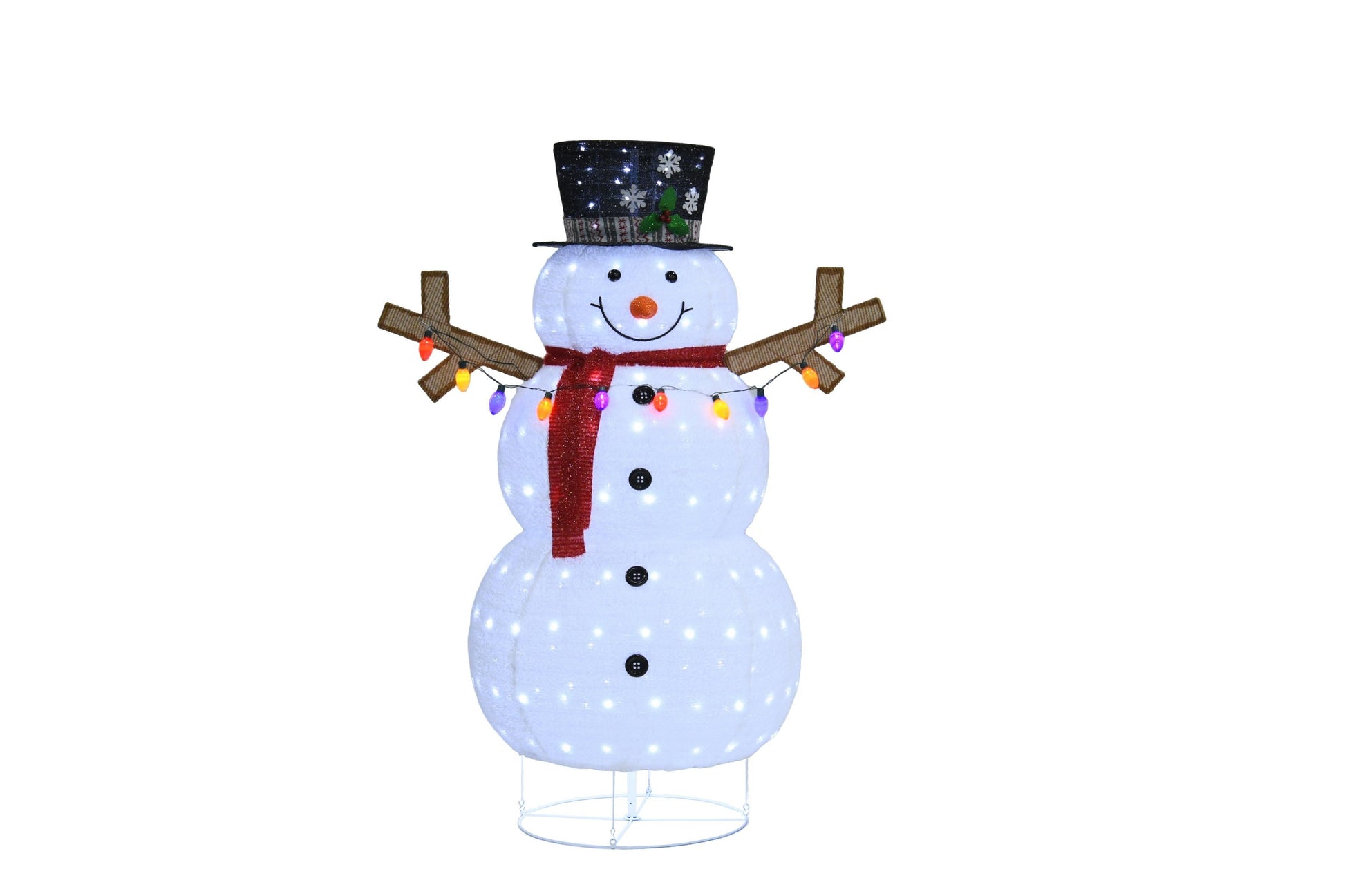 HKM-316243 Plush Snowman Lantern with Warm LED Lights for Indoor and Outdoor Holiday Decor