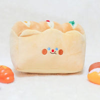 HKM-316307 Interactive Plush Toast Food Hiding Toy with Crinkly Sound and Colorful Strips