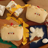 HKM-316307 Interactive Plush Toast Food Hiding Toy with Crinkly Sound and Colorful Strips