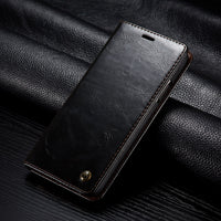 HKM-316371 Stylish PU Leather Wallet Case with Card Holder for iPhone Models