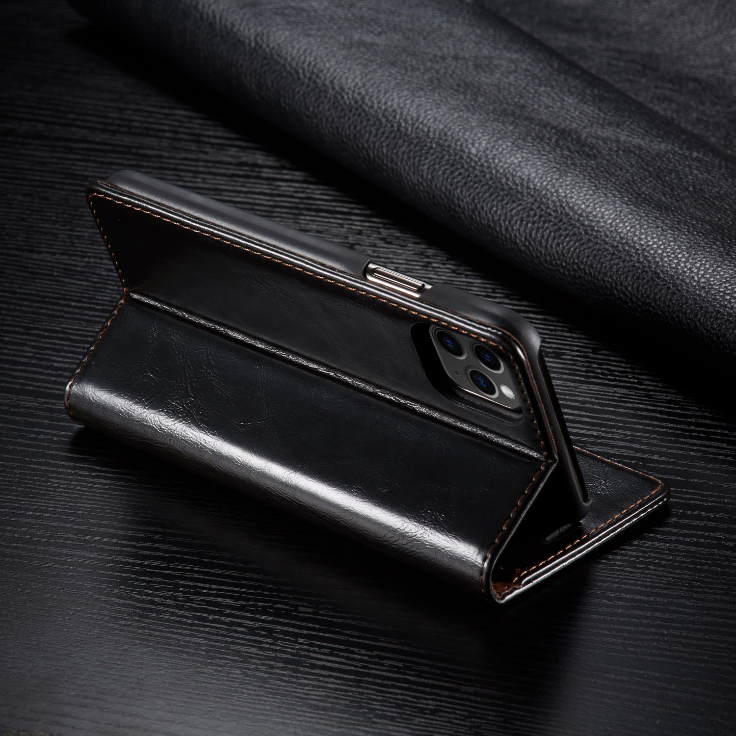 HKM-316371 Stylish PU Leather Wallet Case with Card Holder for iPhone Models
