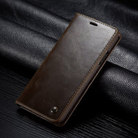 HKM-316371 Stylish PU Leather Wallet Case with Card Holder for iPhone Models