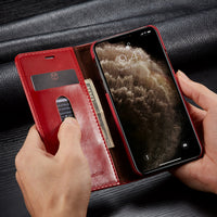 HKM-316371 Stylish PU Leather Wallet Case with Card Holder for iPhone Models