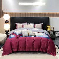 HKM-316435 Luxury Long-staple Cotton Four-piece Bedding Set with Geometric Design in Multiple Sizes
