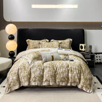 HKM-316435 Luxury Long-staple Cotton Four-piece Bedding Set with Geometric Design in Multiple Sizes