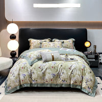 HKM-316435 Luxury Long-staple Cotton Four-piece Bedding Set with Geometric Design in Multiple Sizes
