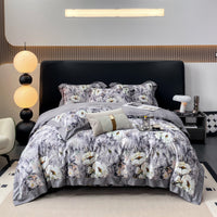 HKM-316435 Luxury Long-staple Cotton Four-piece Bedding Set with Geometric Design in Multiple Sizes