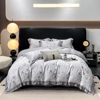 HKM-316435 Luxury Long-staple Cotton Four-piece Bedding Set with Geometric Design in Multiple Sizes