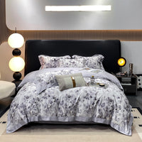 HKM-316435 Luxury Long-staple Cotton Four-piece Bedding Set with Geometric Design in Multiple Sizes