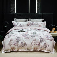 HKM-316435 Luxury Long-staple Cotton Four-piece Bedding Set with Geometric Design in Multiple Sizes