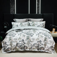 HKM-316435 Luxury Long-staple Cotton Four-piece Bedding Set with Geometric Design in Multiple Sizes