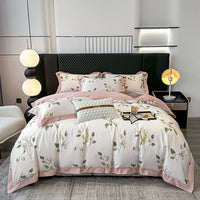 HKM-316435 Luxury Long-staple Cotton Four-piece Bedding Set with Geometric Design in Multiple Sizes