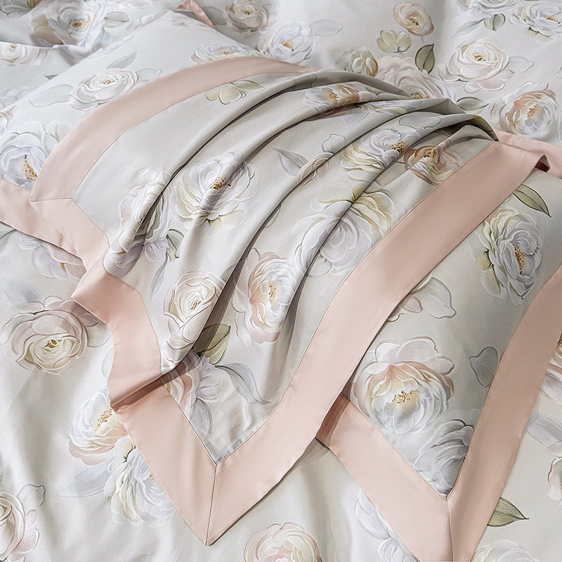 HKM-316435 Luxury Long-staple Cotton Four-piece Bedding Set with Geometric Design in Multiple Sizes