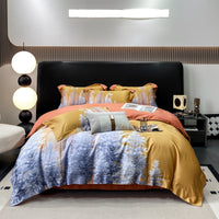 HKM-316435 Luxury Long-staple Cotton Four-piece Bedding Set with Geometric Design in Multiple Sizes