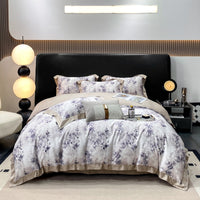 HKM-316435 Luxury Long-staple Cotton Four-piece Bedding Set with Geometric Design in Multiple Sizes