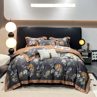 HKM-316435 Luxury Long-staple Cotton Four-piece Bedding Set with Geometric Design in Multiple Sizes