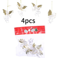 HKM-316563 Transparent Angel Pendant Christmas Ornament - 4-Pack Decorative Holiday Supplies