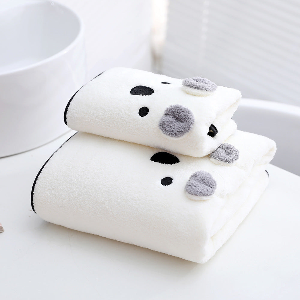 HKM-316691 Coral Velvet Bath Towel Set with Rabbit Ears in Gift Box - Various Colors Available