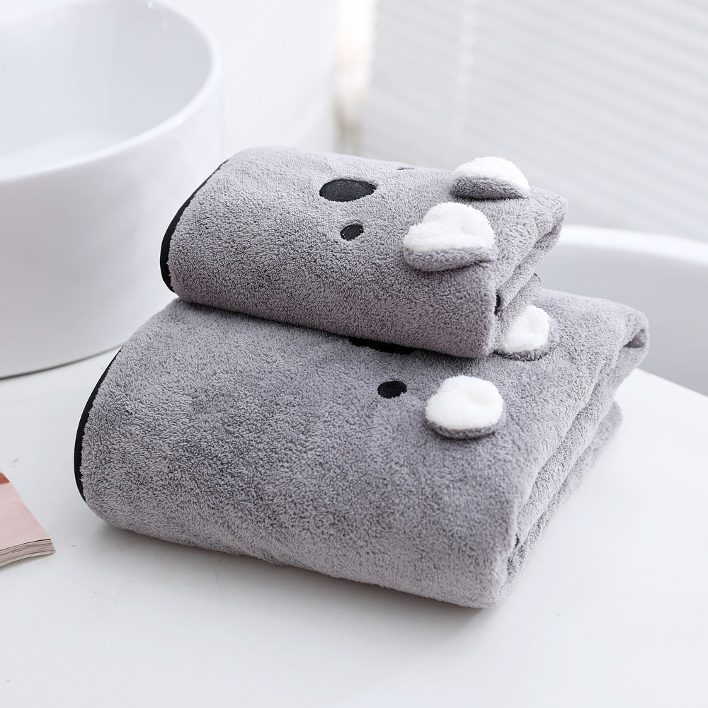 HKM-316691 Coral Velvet Bath Towel Set with Rabbit Ears in Gift Box - Various Colors Available