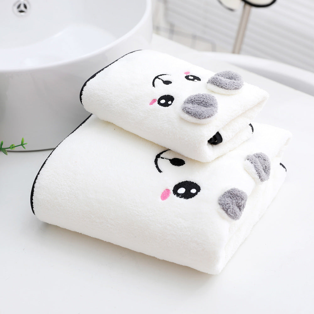 HKM-316691 Coral Velvet Bath Towel Set with Rabbit Ears in Gift Box - Various Colors Available