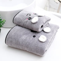 HKM-316691 Coral Velvet Bath Towel Set with Rabbit Ears in Gift Box - Various Colors Available