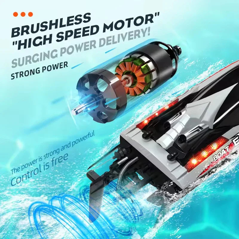 HKM-316691 High-Speed 2.4G Brushless Motor Remote Control Speedboat, 55 km/h, Electric Toy for Ages 5 and Up