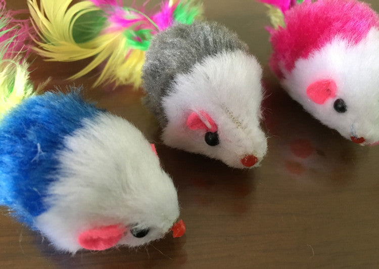 HKM-316883 Colored feather tail mouse toy