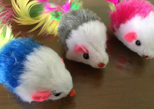 HKM-316883 Colored feather tail mouse toy