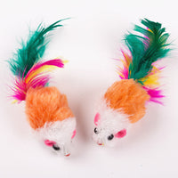 HKM-316883 Colored feather tail mouse toy