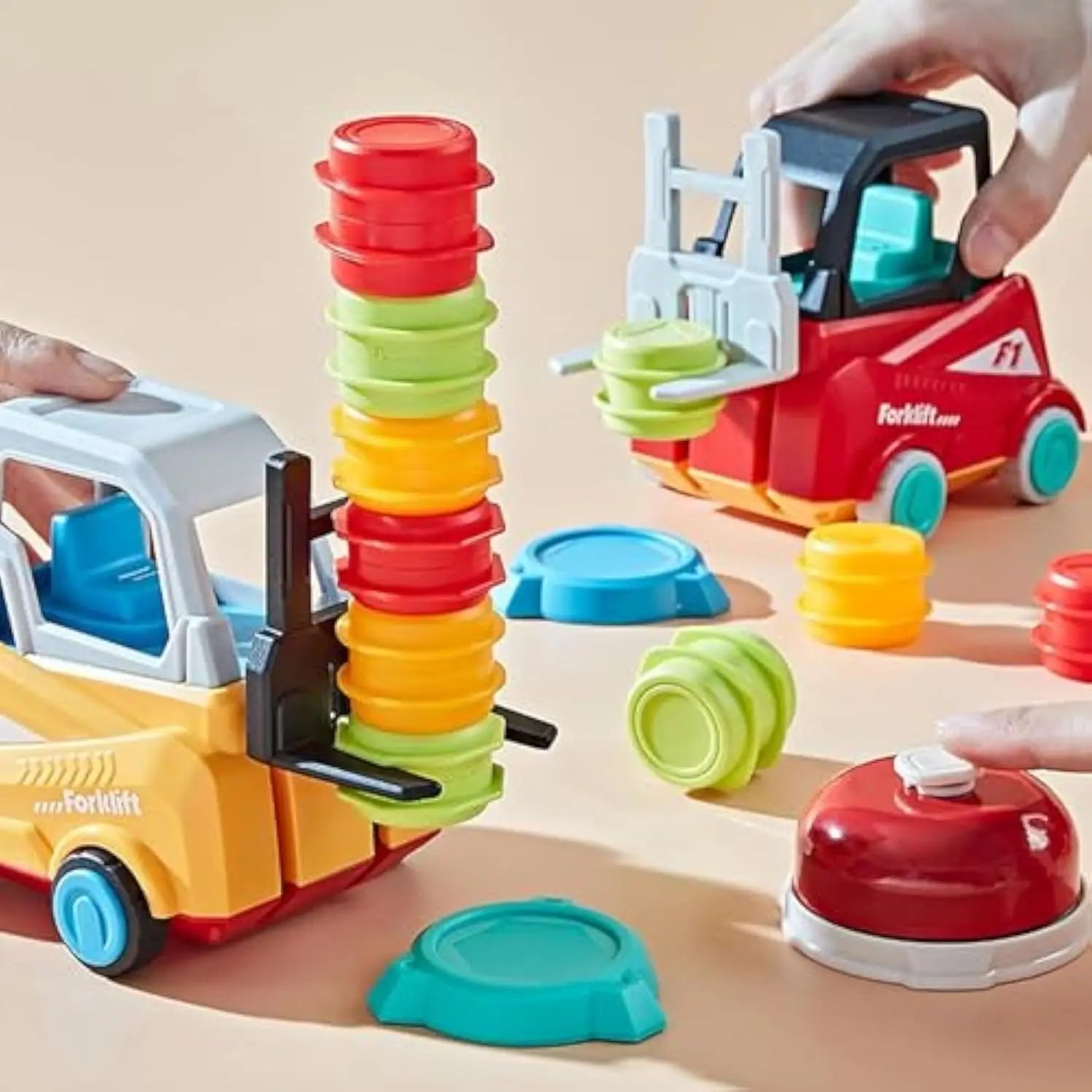 HKM-316947 Kids Montessori Engineer Forklift Balancing Stacking Game Toy