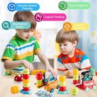 HKM-316947 Kids Montessori Engineer Forklift Balancing Stacking Game Toy