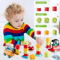 HKM-316947 Kids Montessori Engineer Forklift Balancing Stacking Game Toy