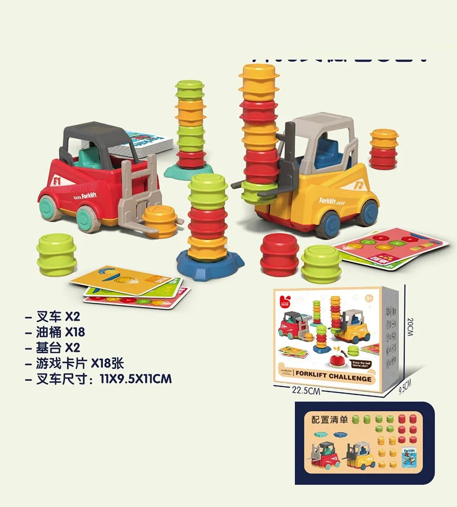 HKM-316947 Kids Montessori Engineer Forklift Balancing Stacking Game Toy