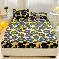 HKM-317075 Brushed Single-Layer Fitted Sheet with 2 Pillowcases - Mattress Protective Cover